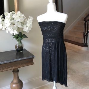 Express Black Sequin Dress with Chiffon Overlay